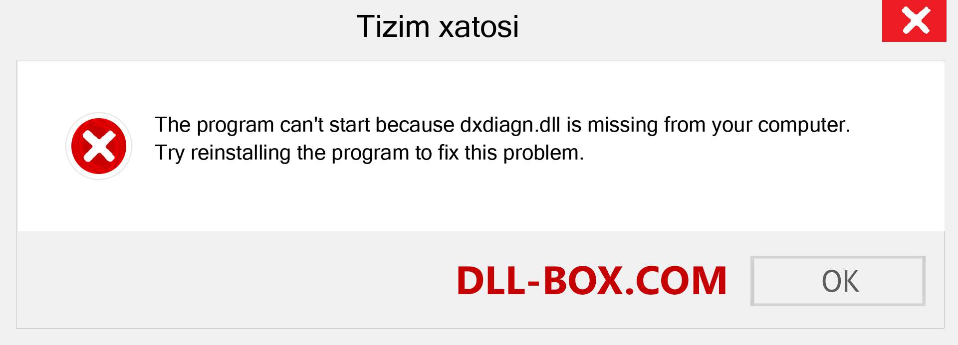dxdiagn.dll fayli yo'qolganmi?. Windows 7, 8, 10 uchun yuklab olish - Windowsda dxdiagn dll etishmayotgan xatoni tuzating, rasmlar, rasmlar